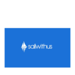 blaues Logo mit Segelboot von sailwithus